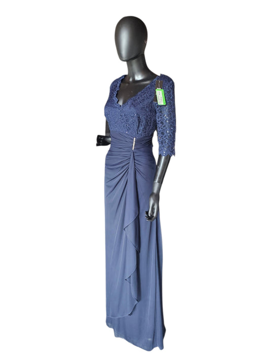 Navy Side Ruched Lace 3/4 Sleeve - B&A