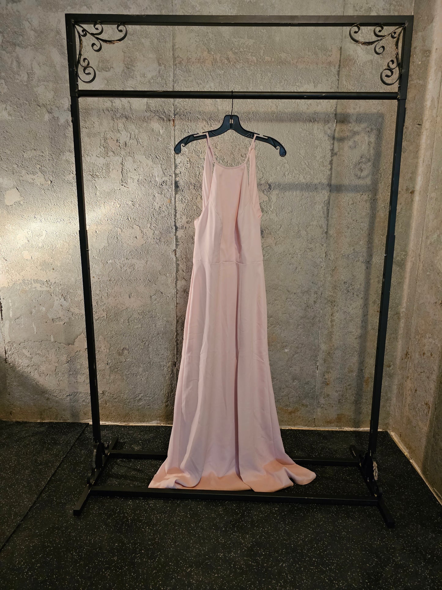 Blush Crepe Halter Full Length Formal Gown - Dessy