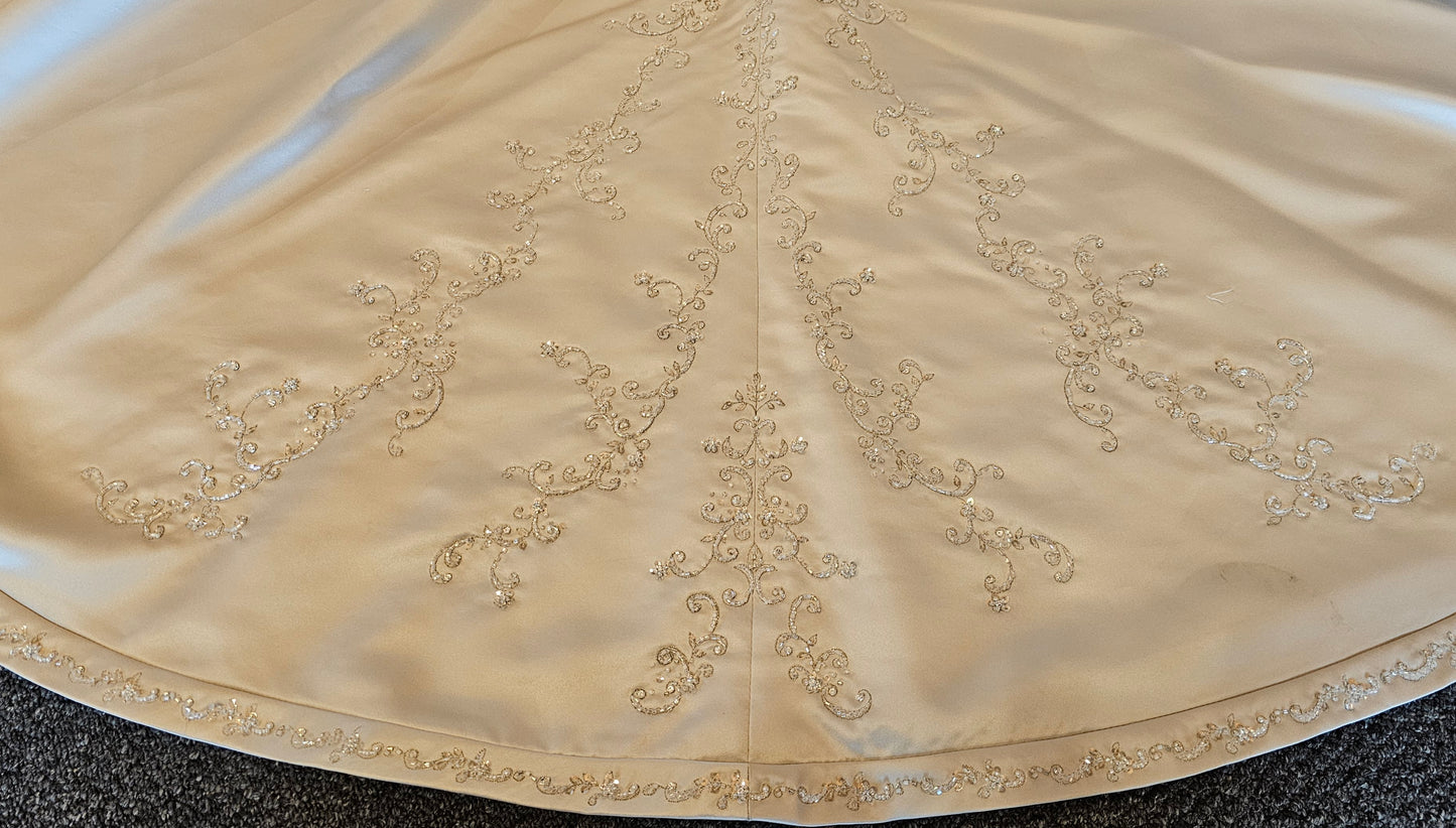 Oyster Satin Empire Halter Wedding Gown