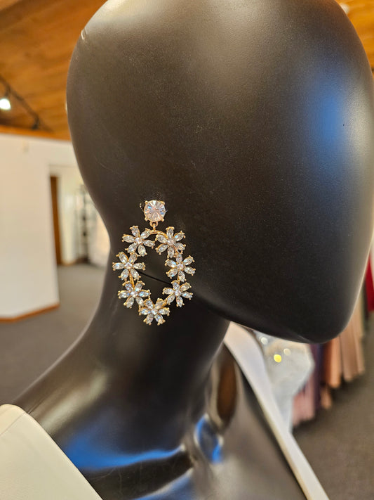 Gold Flower Hoop Earring