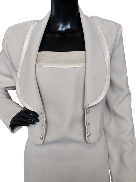 Biscuit Straight Cut Dress with Cropped Jacket