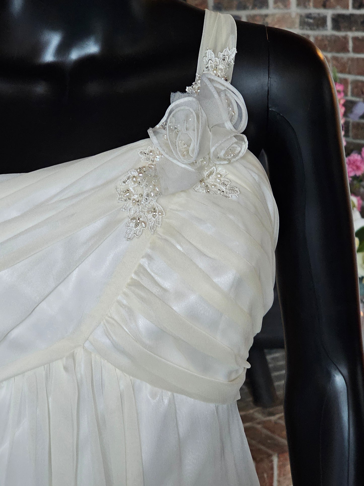 Belsoie Ivory One Shoulder Floral Detail Wedding Gown