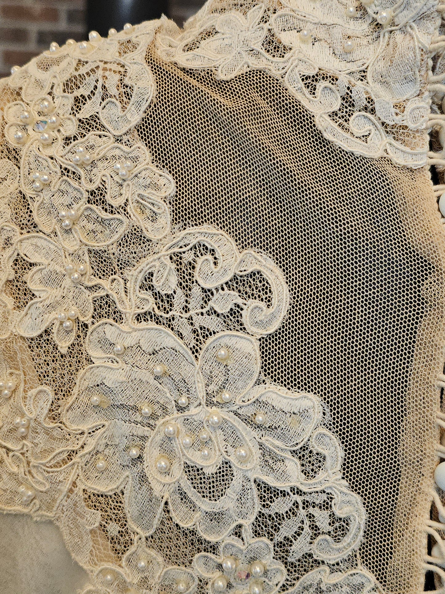 Vintage Wedding Gown Ivory Chiffon Empire Long Sleeve