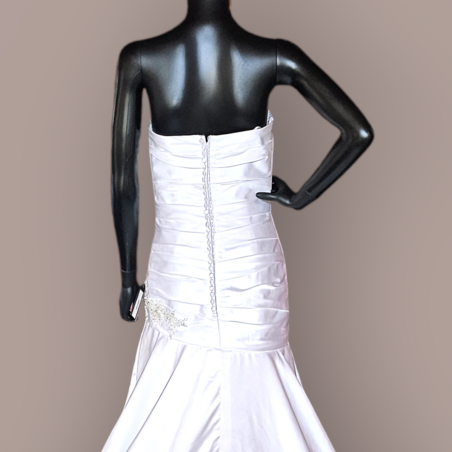Ronald Joyce White Ruched Satin Wedding Gown