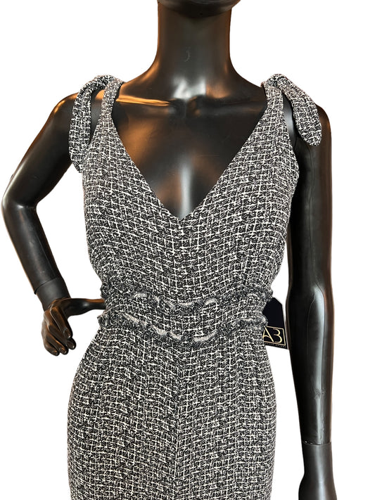 Black/White Wide Leg Casual Jumpsuit