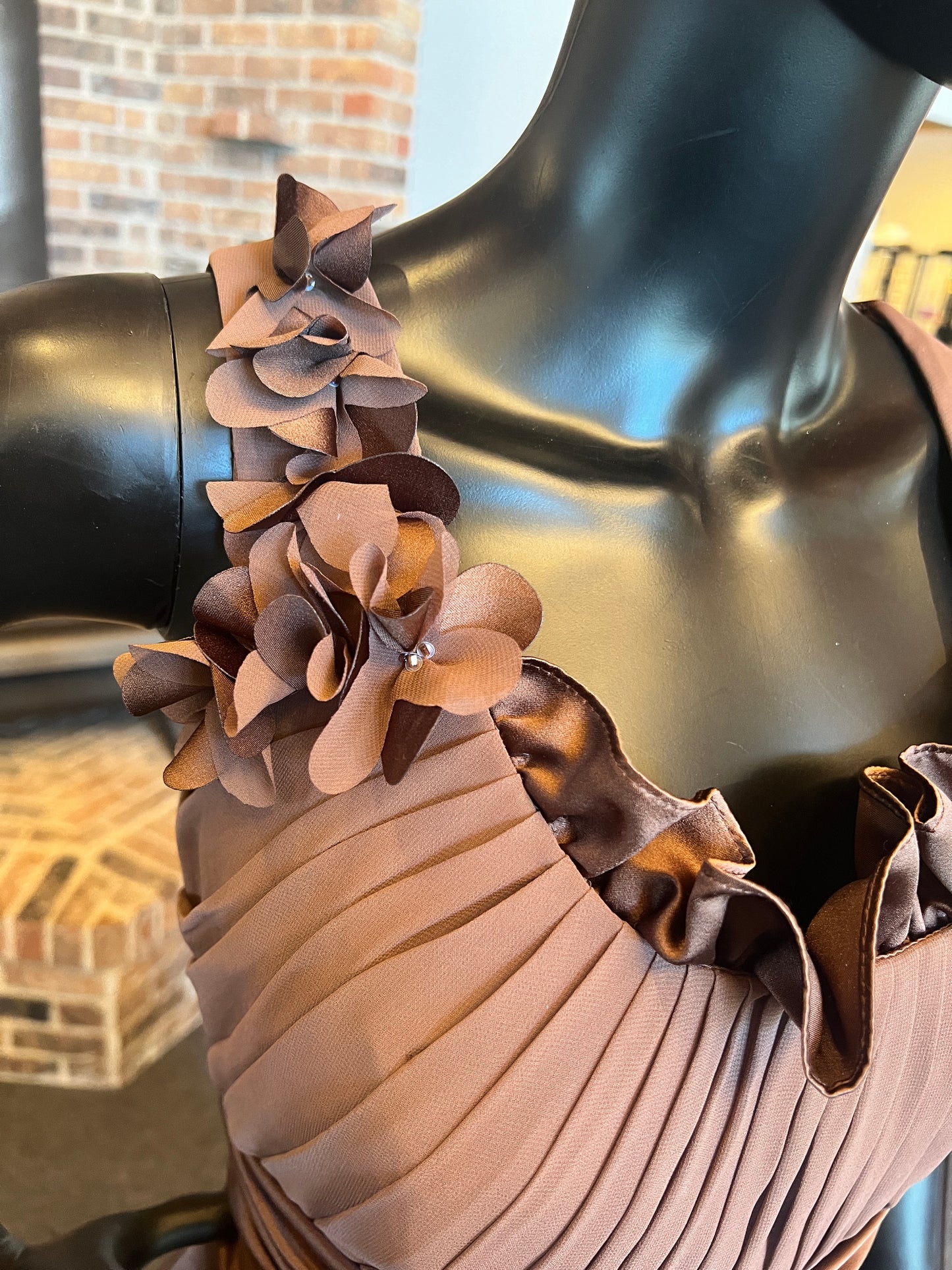 Sable Satin A-Line Formal Dress