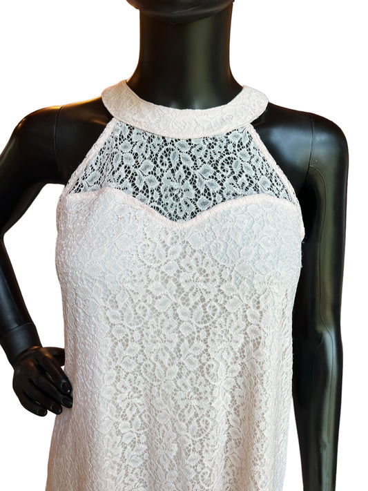 Blush Lace Halter Neck Short Dress
