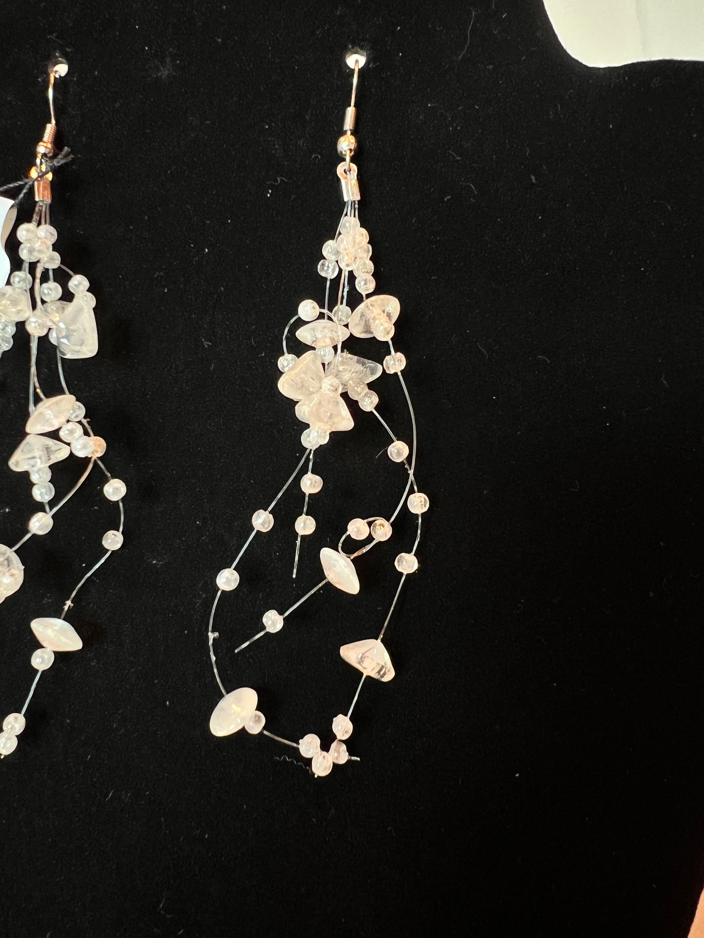 White Bead Illusion Earring