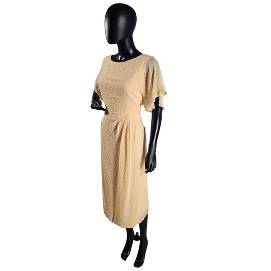 Apricot Sherbet Swiss Dot Flutter Sleeve Mid-length Dress - NWT - Liz Claibourne