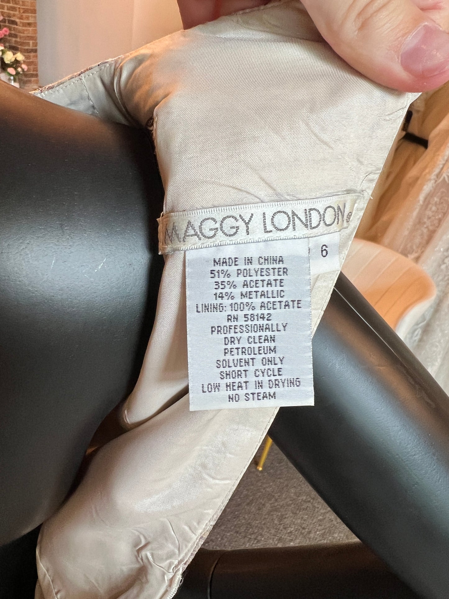 Maggie London Metallic Halter Cocktail Dress