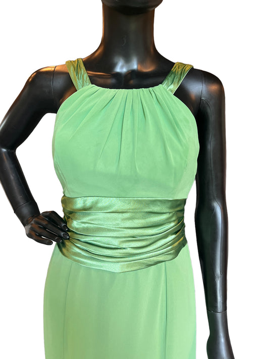 Green Chiffon Halter Maxi Formal Dress