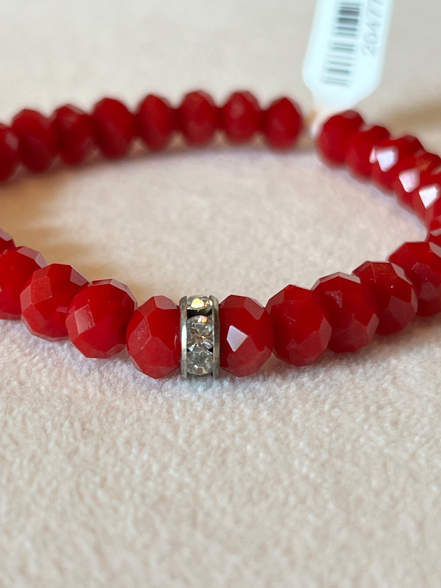 Red Bead Bracelet - Swarovski crystal