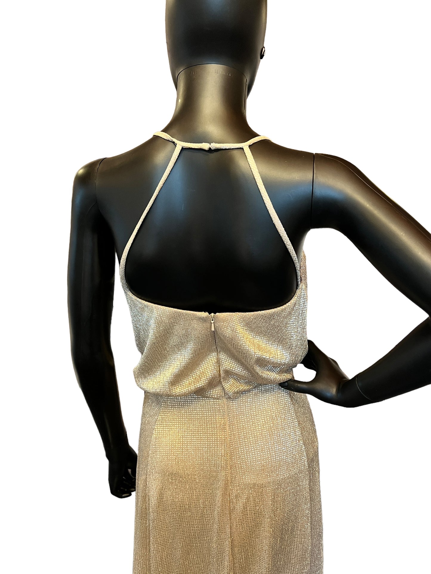 Metallic Spaghetti Sweetheart Blouson Style Full Length Formal Gown - Hayley Paige