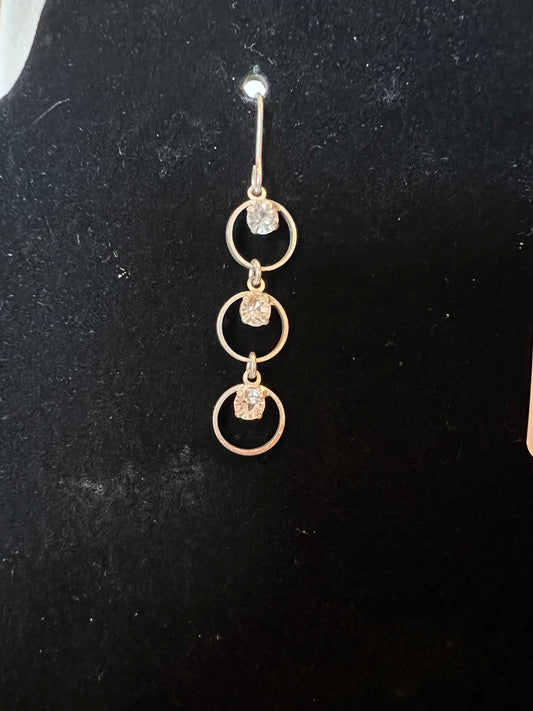 Silver Circle Cystal Hanging Earring