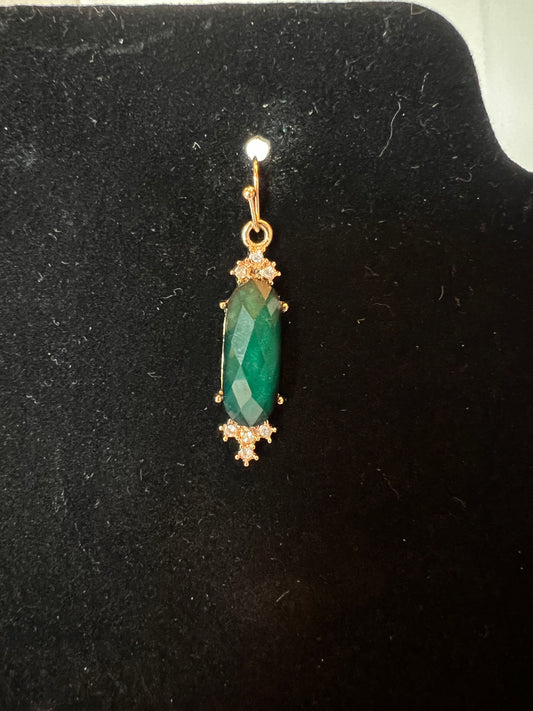 Emerald Crystal Deco Hook Drop Earring