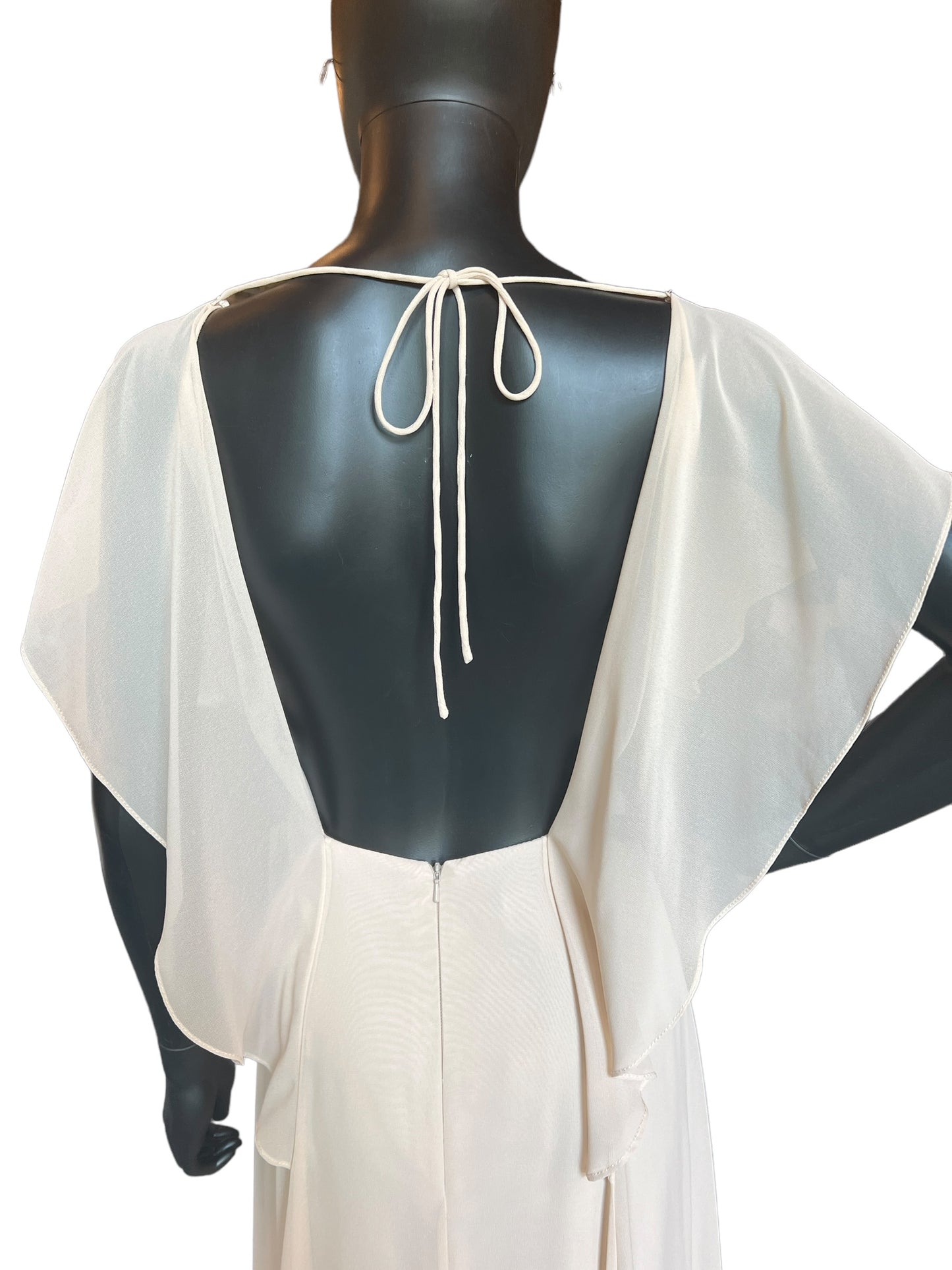 Jenny Yoo Cream Chiffon Flutter Sleeve