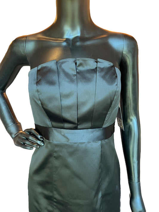 Black Satin Strapless Short Dress
