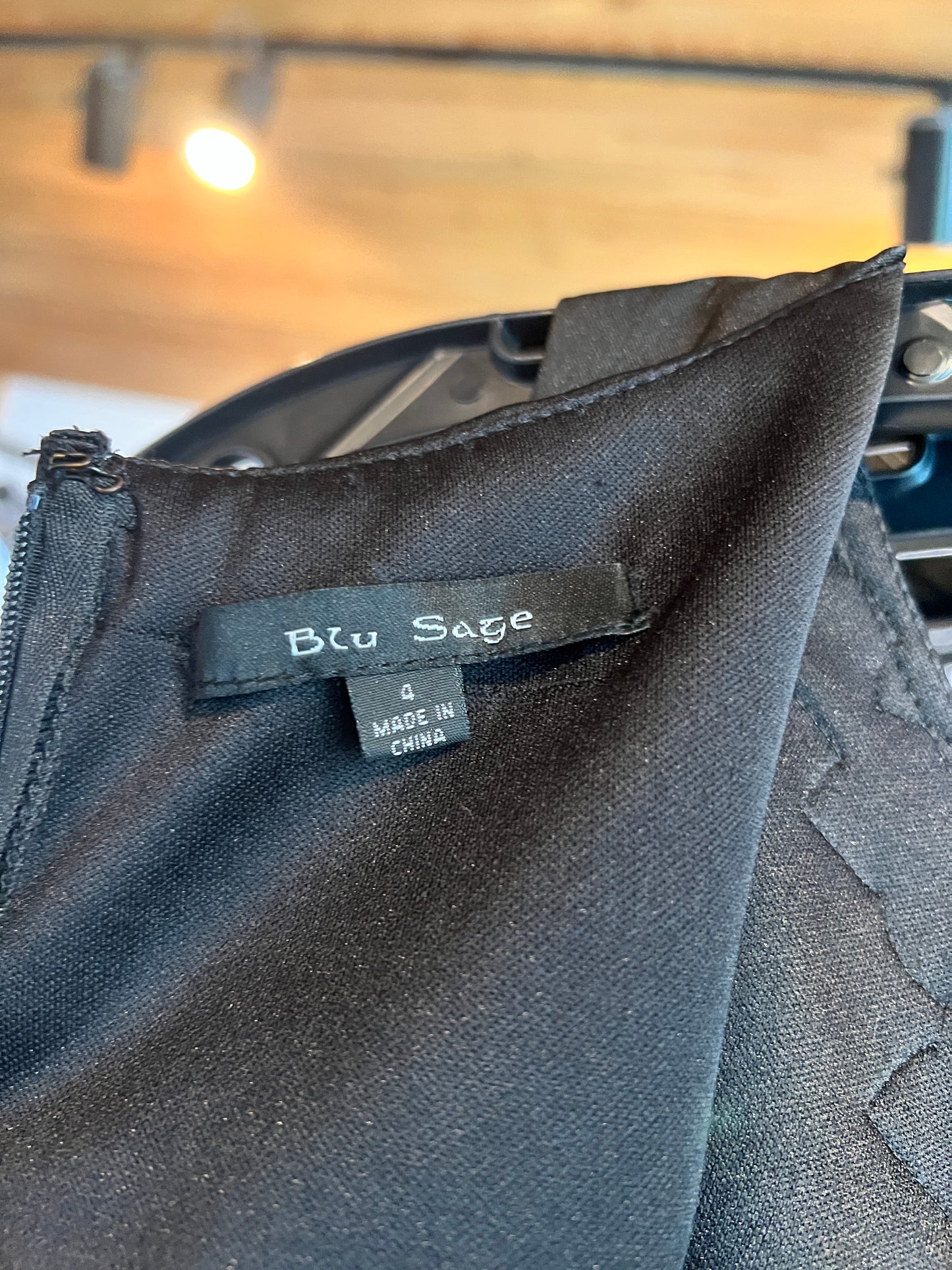 Black Satin Bejeweled Mid-Length Dress