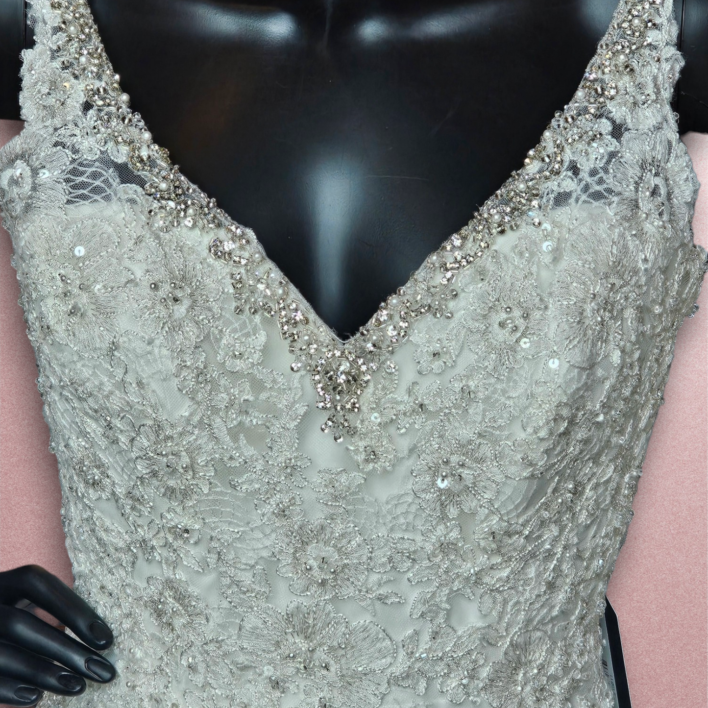 Mori Lee Lace Overlay V-Neck Wedding Gown