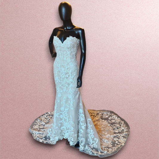 Mori Lee 2-Tone Lace Strapless Wedding Gown