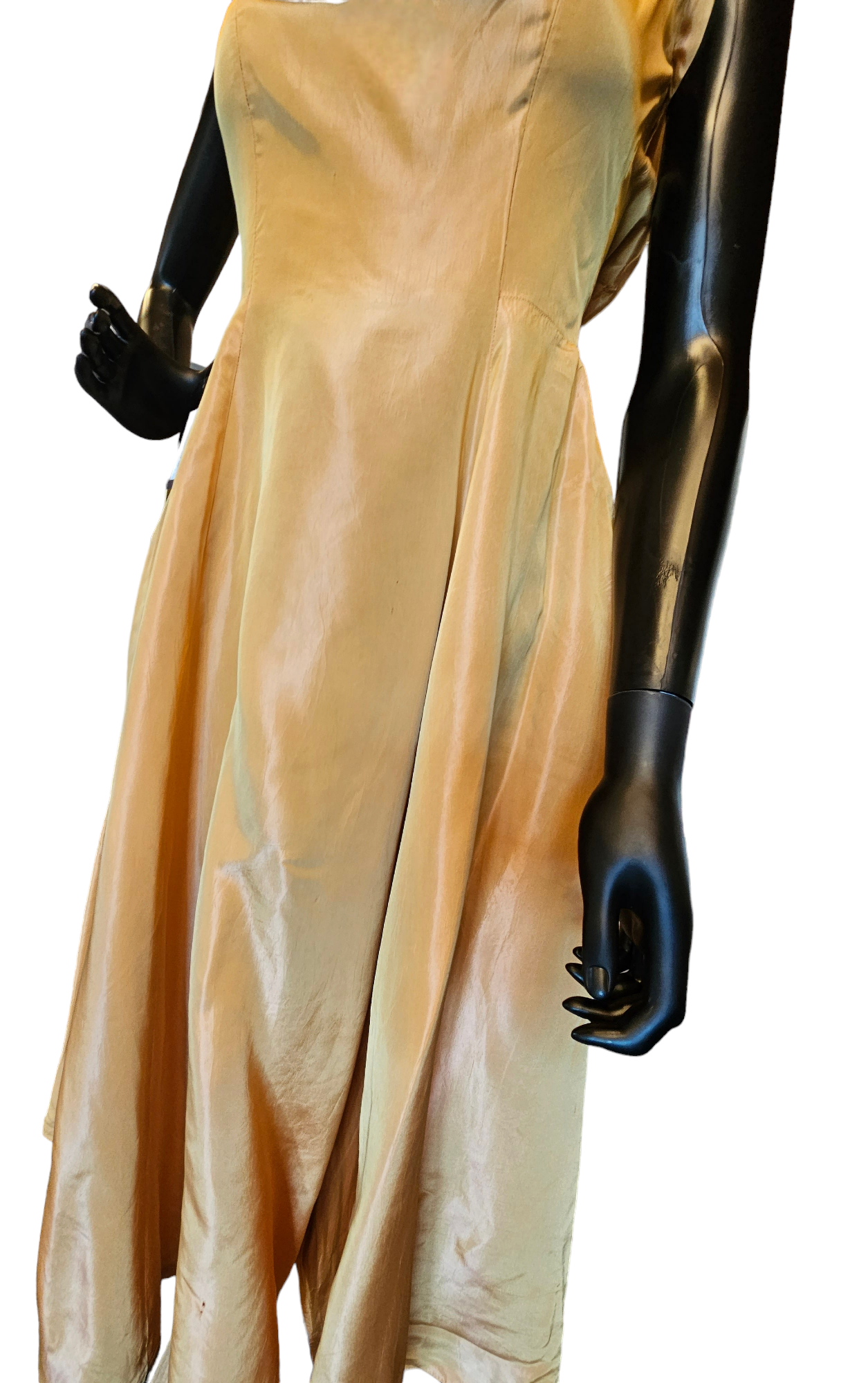 Vintage 50s Gold Iridescent Silk Cocktail Dress