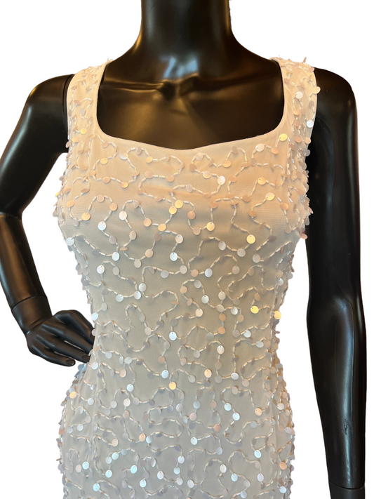 Adrianna Papell Short Ivory Beaded Cocktail Dress