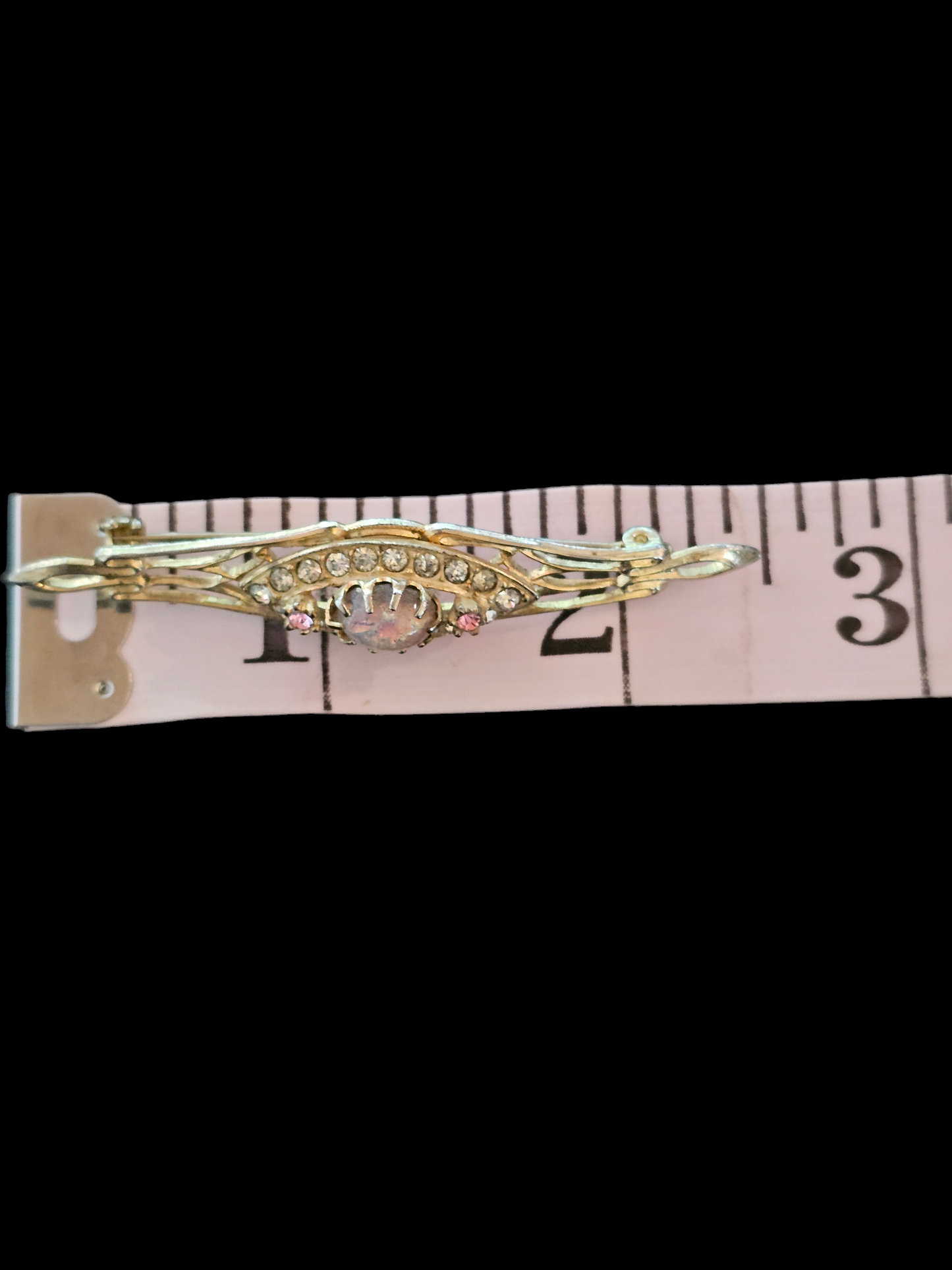 Vintage Gold Pink Opal Pin