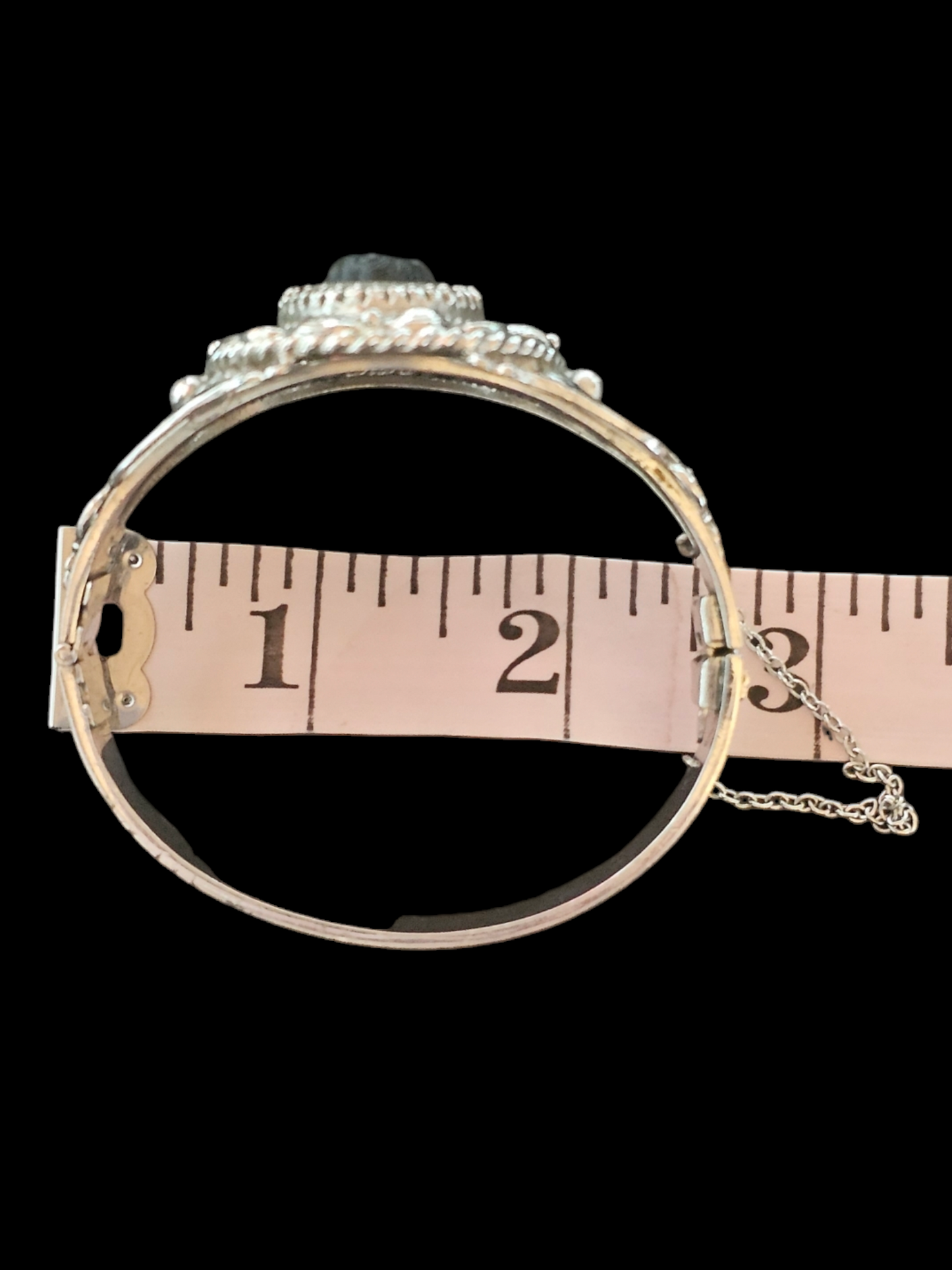 Cameo Silver Filigree Bracelet Cuff