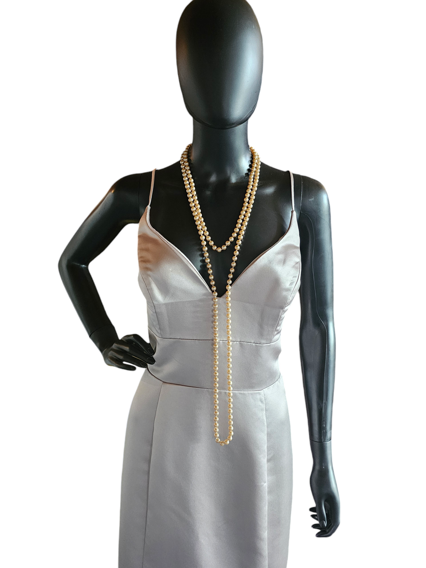 Long Faux Pearl Wrap Necklace W/Matching Earring