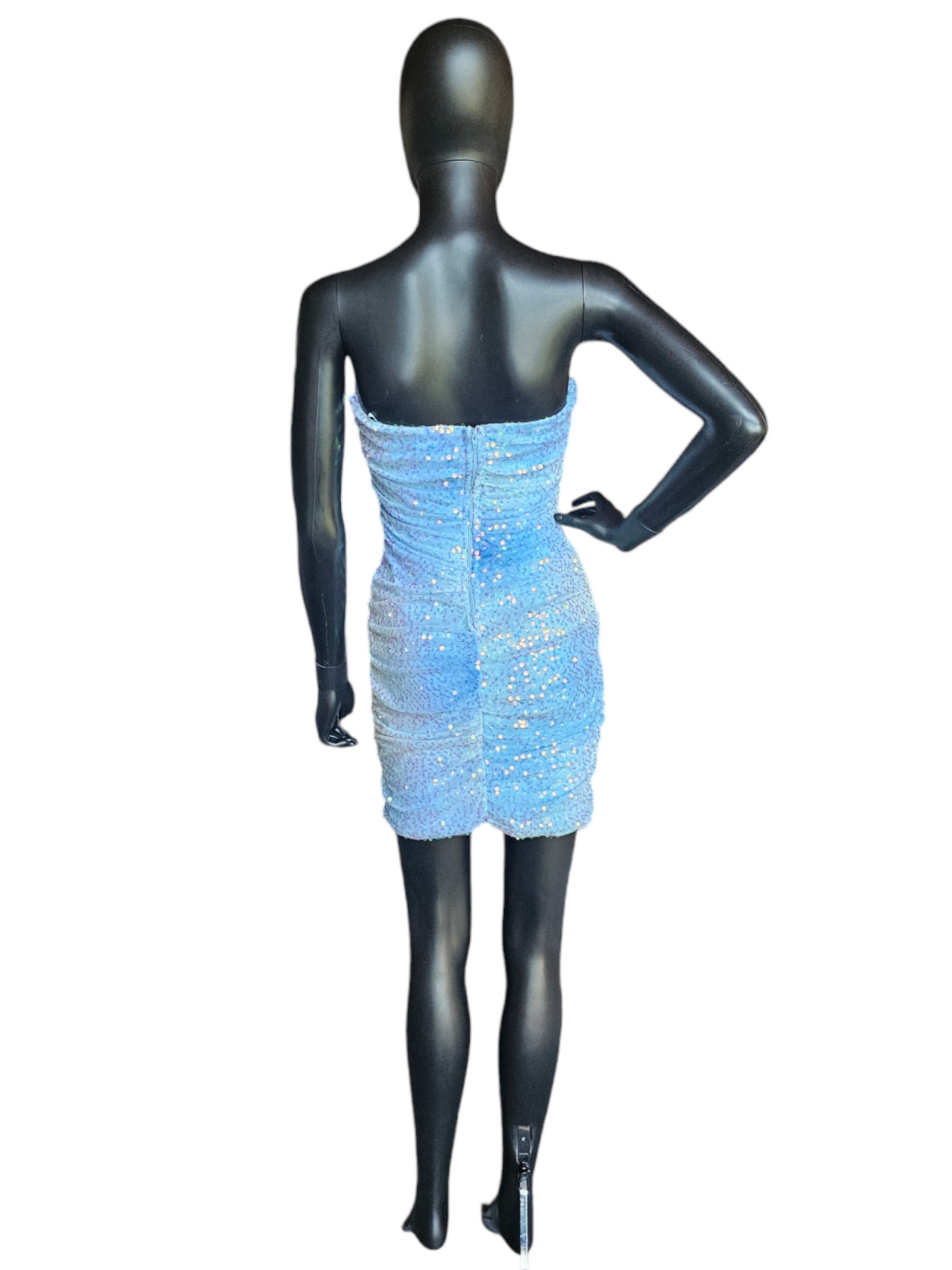 Blue Iridescent Sequin Spaghetti Strap Dress - Lovesome