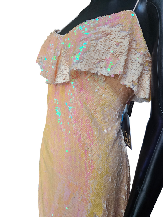 Peach Sequin Spaghetti Strap Dress - Lulus NWT