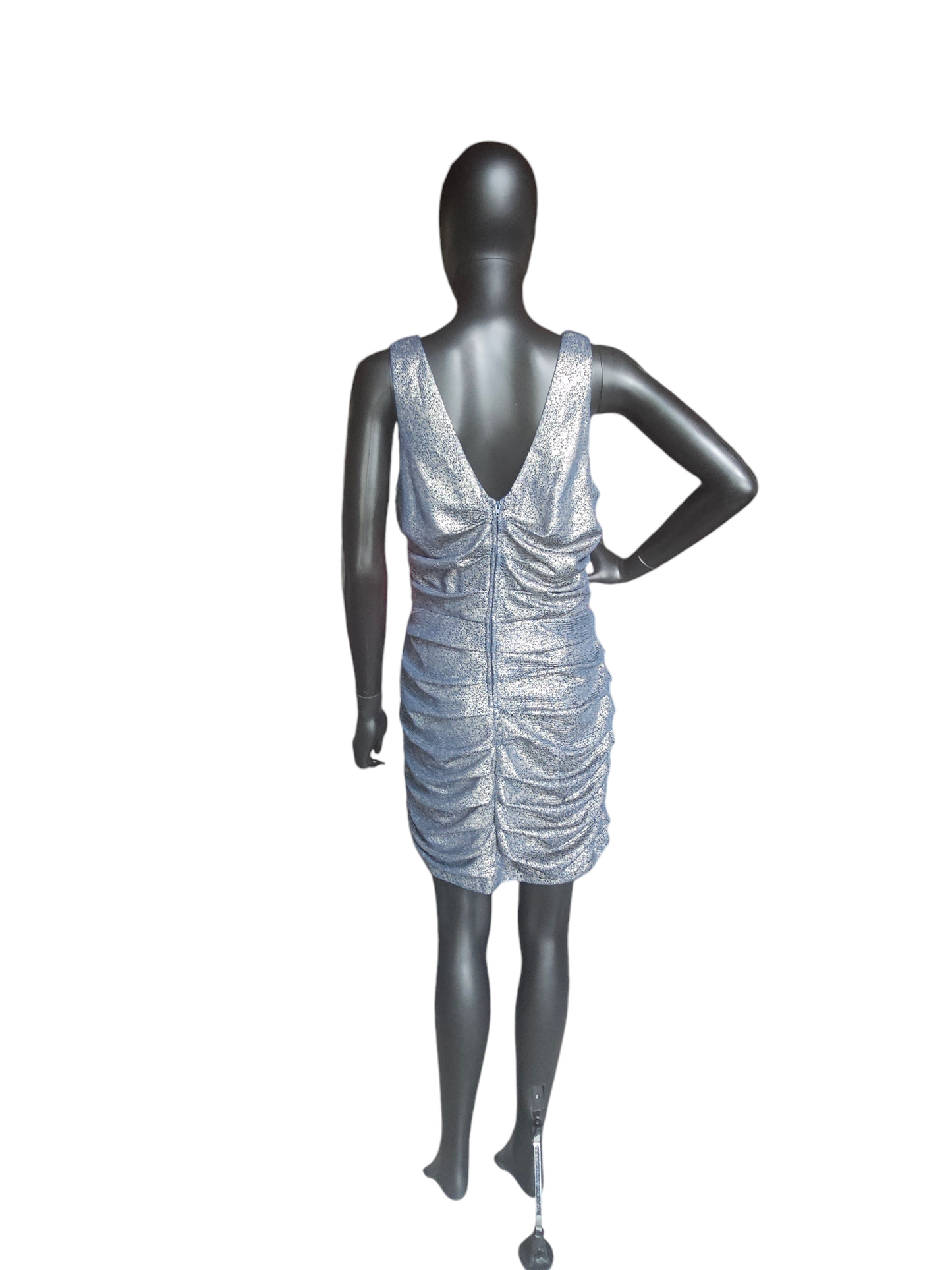 Blue & Gold Dot Print Cocktail Dress