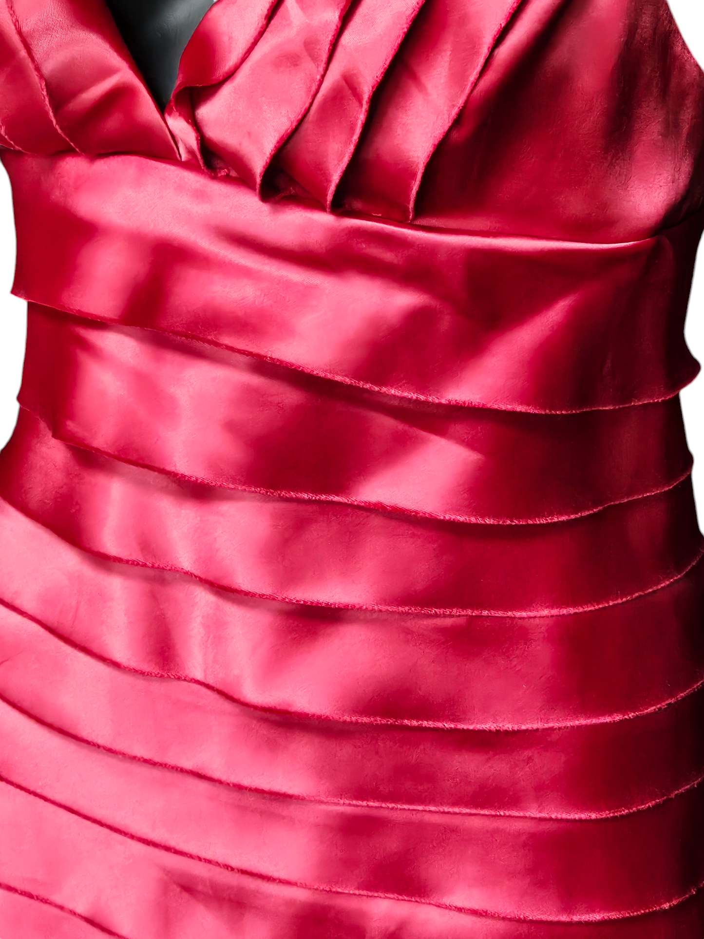Red Satin Tiered Halter Cocktail Dress - Twenty One