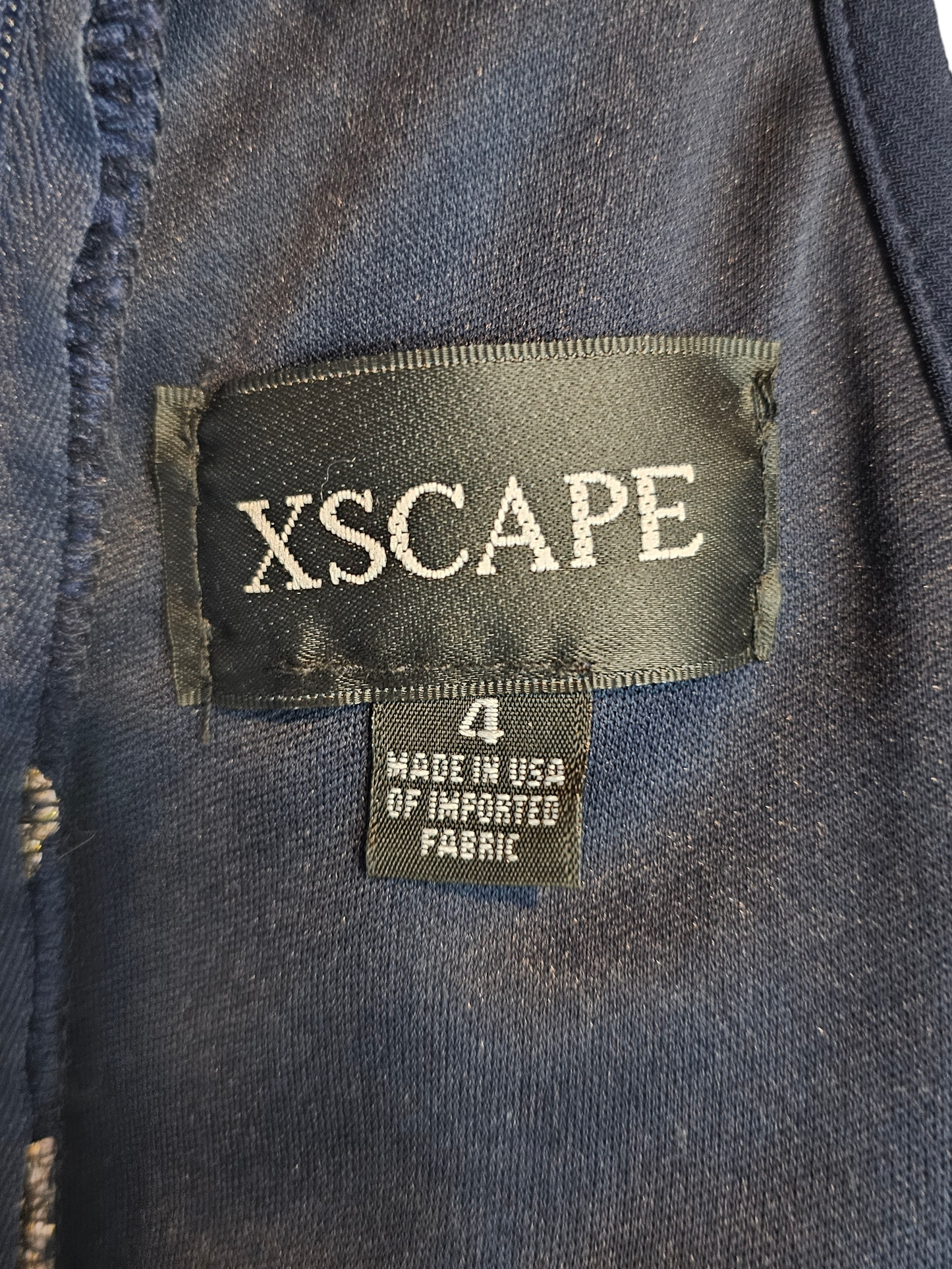 Navy Lace Halter Gold Embroidered Dress - Xscape