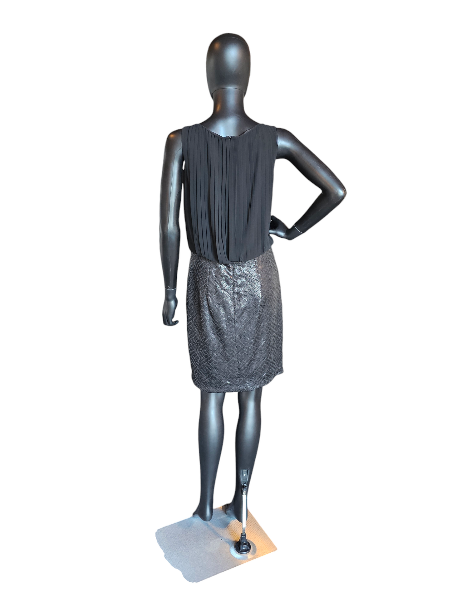 Vince Camuto - Black Blouson Dress With Sequin Skirt