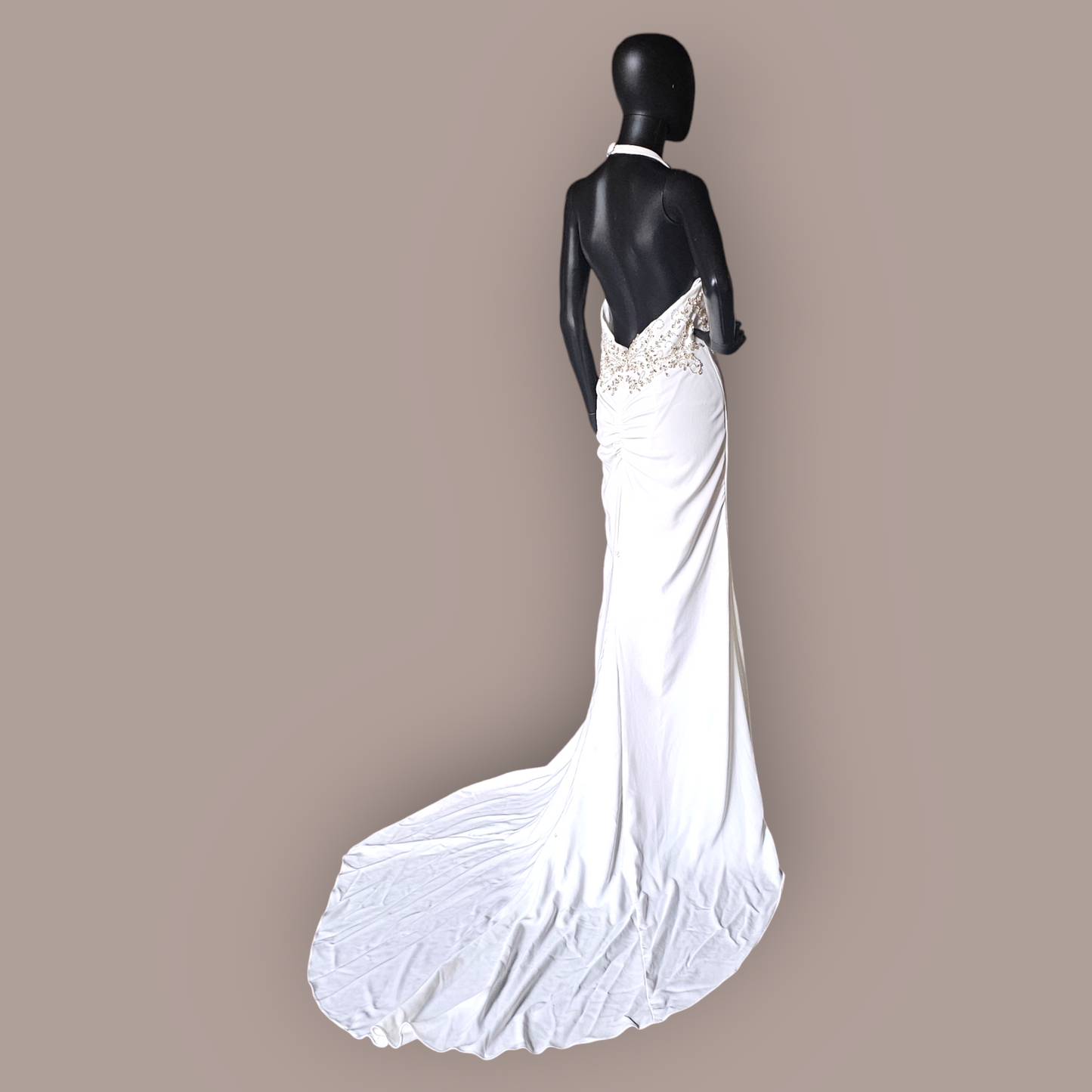 Ivory Stretch Crepe Halter - Davids Bridal