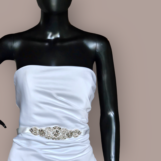 White Satin Strapless Minimal - Davids Bridal