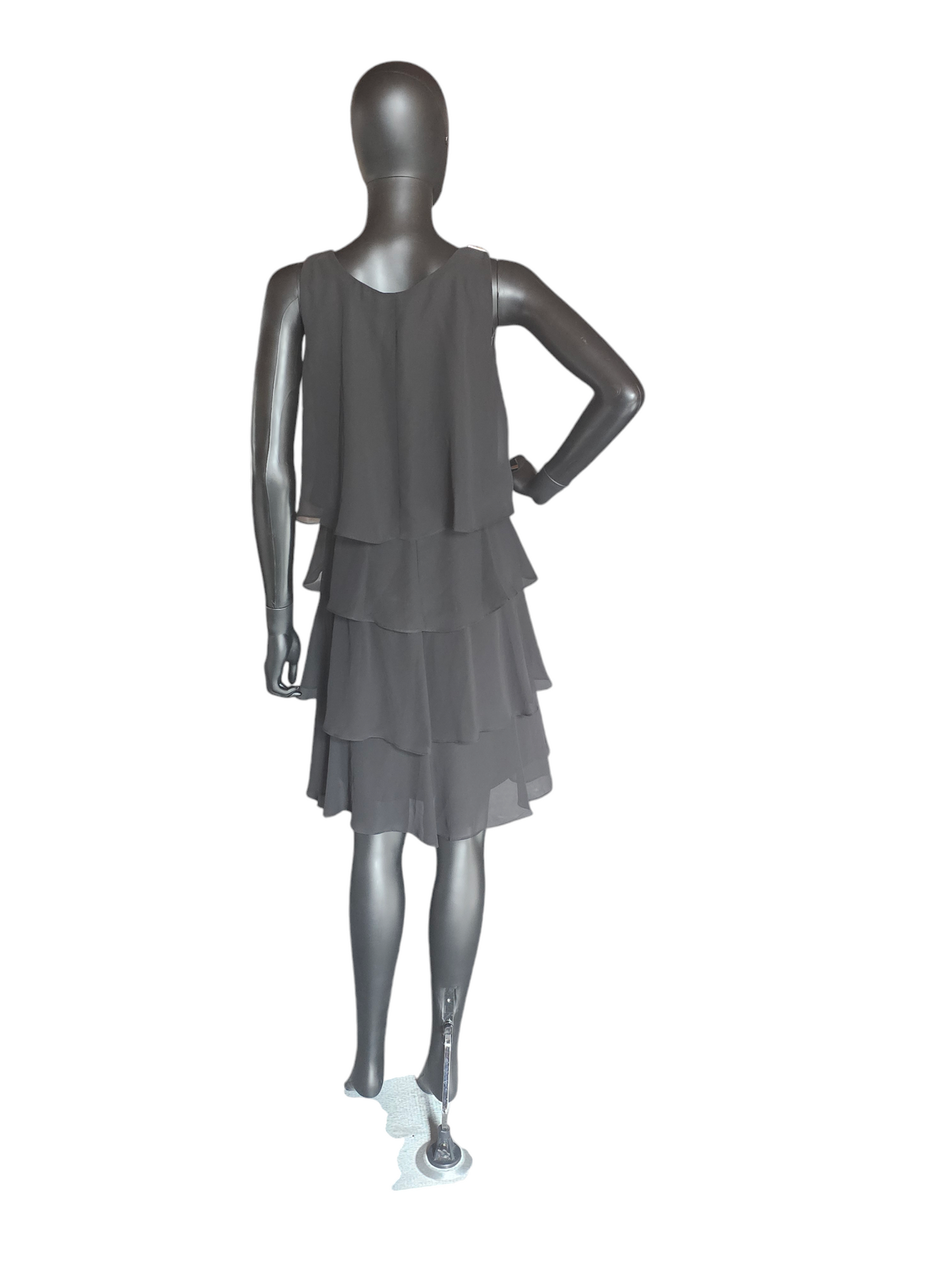 Tulip Tiered Black Chiffon Dress - SLNY