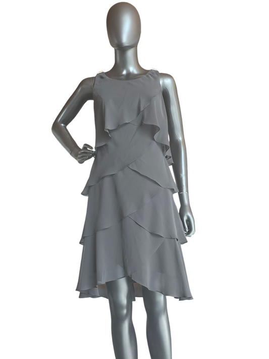 Tulip Tiered Black Chiffon Dress - SLNY