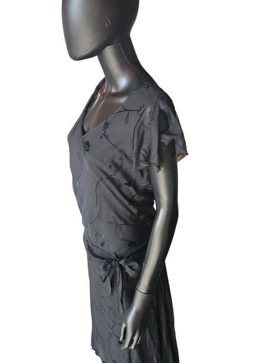 Vintage Black Silk Burnout Handkerchief Dress - Jonathan Martin