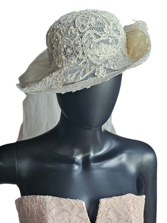 Ivory Lace Brim Hat