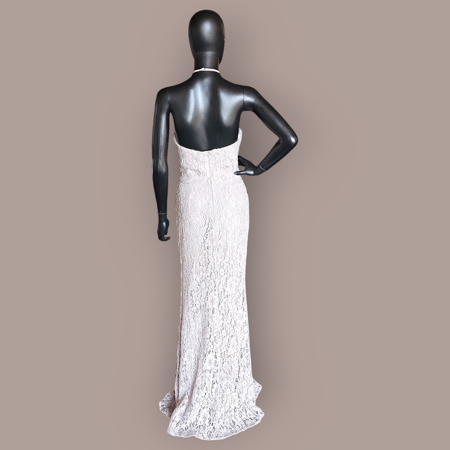 Silver Lace Halter Formal Dress - Hayley Paige