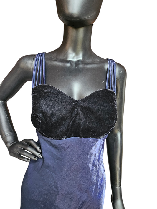 Black/Iridescent Blue Multi Strap Sheath Formal Gown - All That Jazz