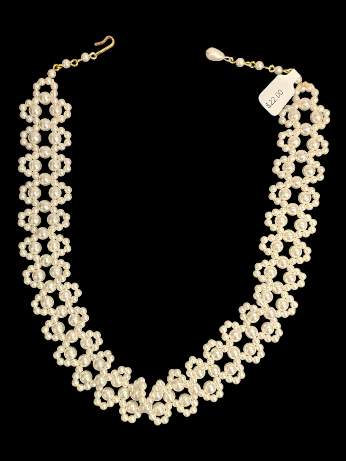 Wide Woven Pearl Collar Necklace