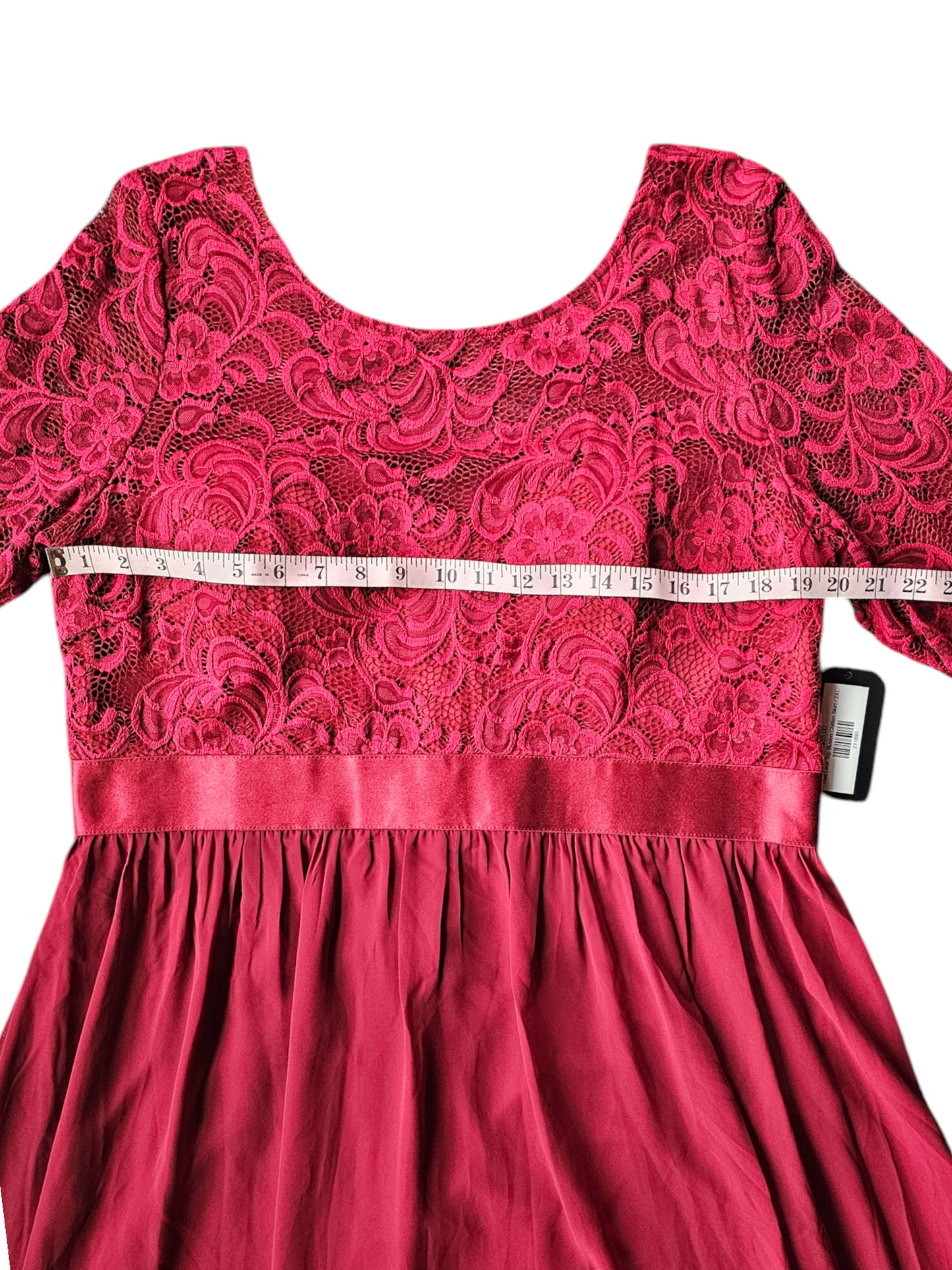 Red Illusion Lace Top Chiffon Maxi Dress - Ever Pretty