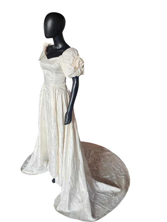 Vintage Alfred Angelo Blush Brocade Satin Wedding Gown