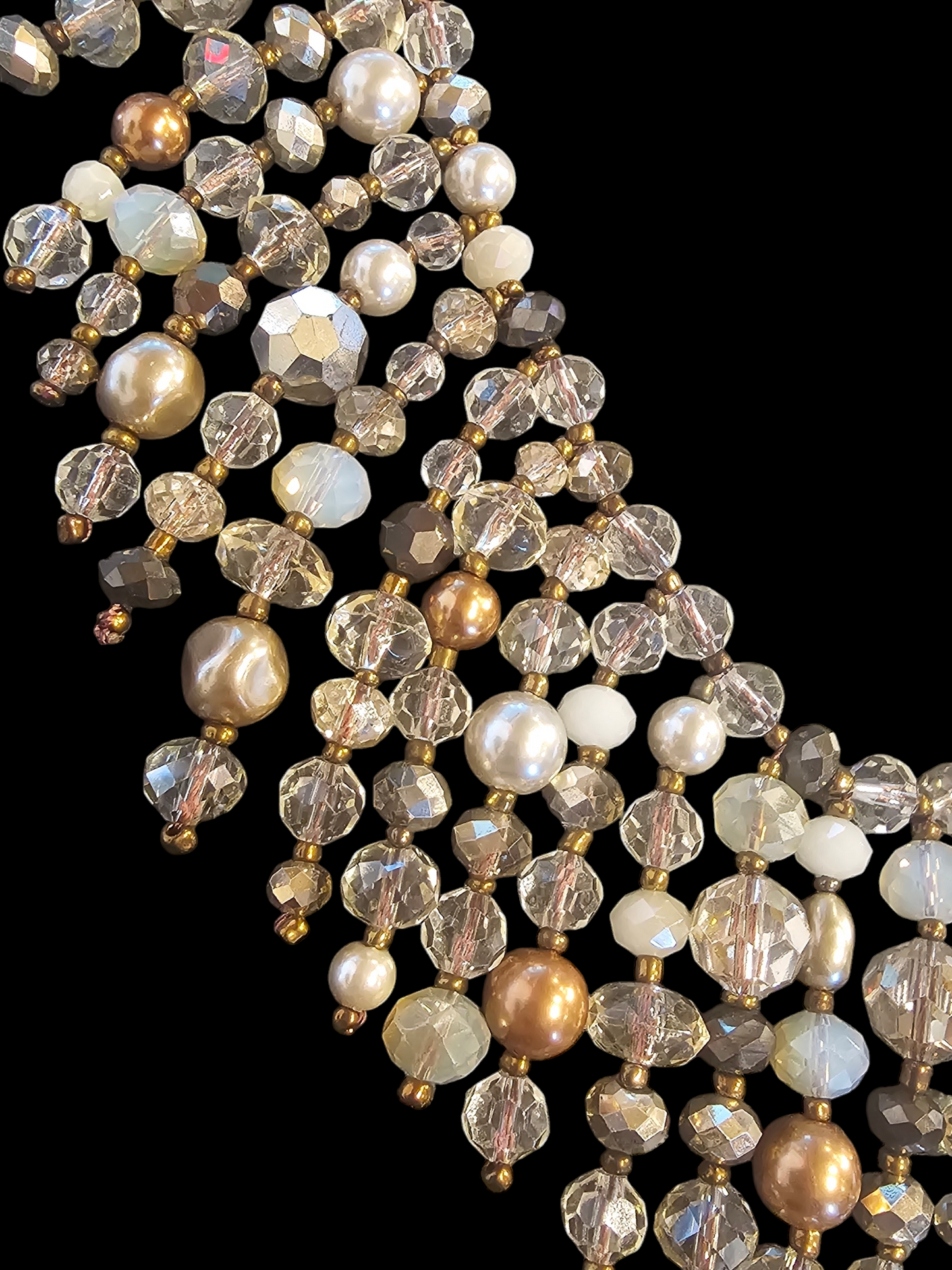 Bronze/Multi Color Bead Fringe Collar Statement Necklace - NWT - Chicos