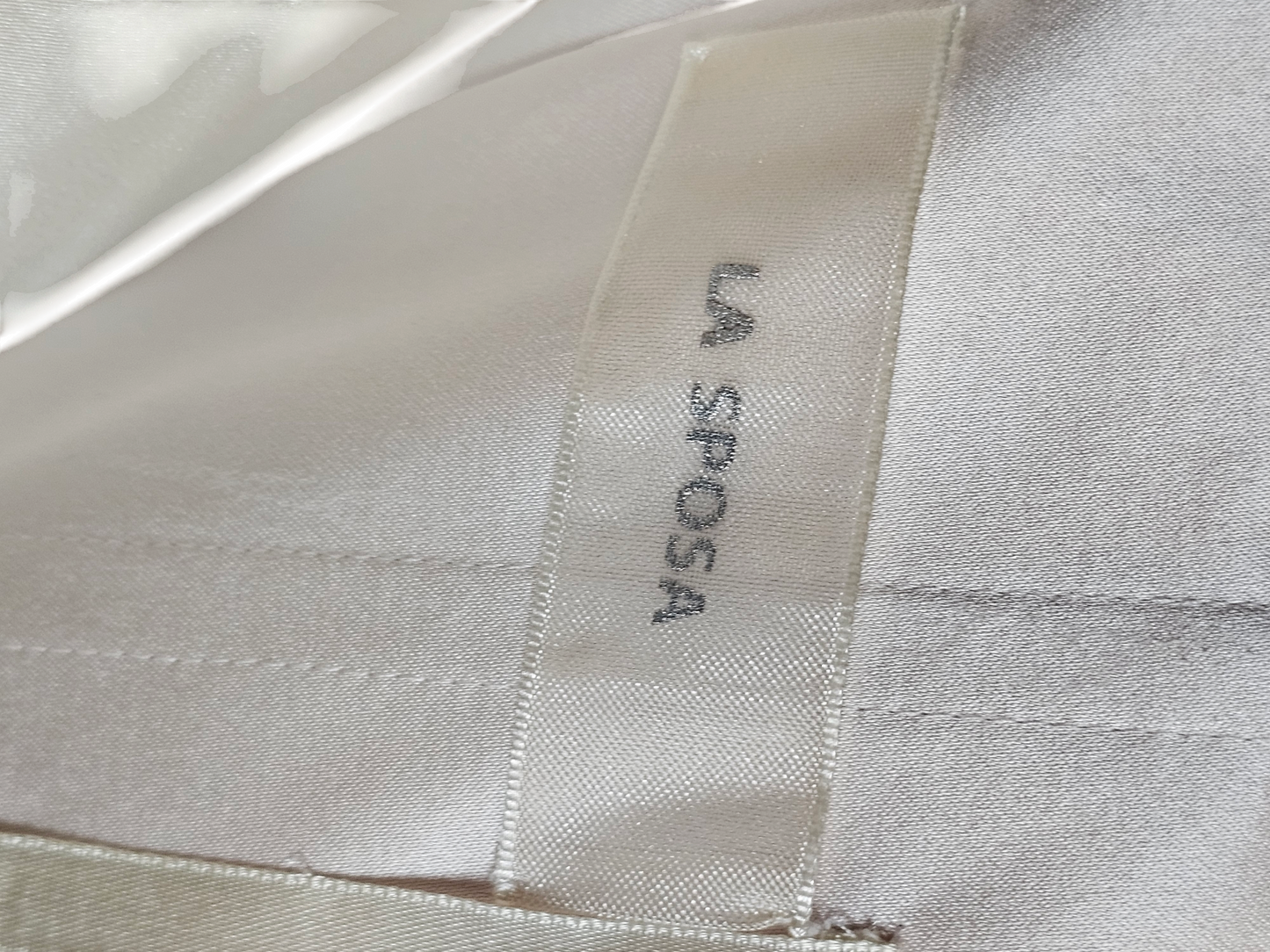 Champagne Satin Side Ruched Wedding Gown - La Sposa