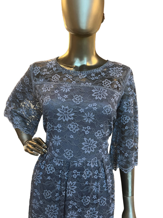 Navy Lace Cocktail Mid-Length Dress