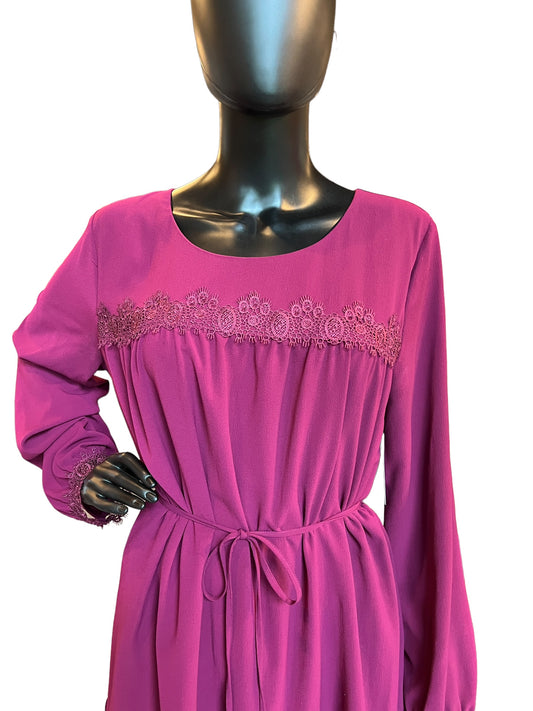 Burgundy Long Sleeve Mid-Length Dress